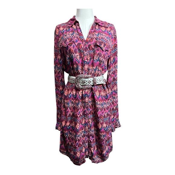 VINTAGE Roper Medium Cowgirl Rodeo Aztec Pearl Snap Button Down Midi Tunic Dress - Picture 1 of 14